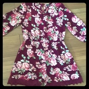 Maroon rose romper